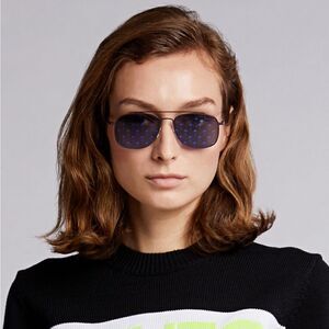 Tomas Maier Rubber Blinders Palm Tree Printed Mirrored Aviator Sunglasses $540